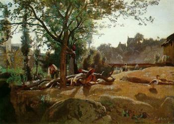 讓 巴蒂斯特 卡米耶 柯羅 Peasants under the Trees at Dawn, Morvan 讓 巴蒂斯特 卡米耶 柯羅 Peasants under the Trees at Dawn, Morvan